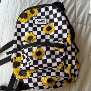 New with tags Vans Black and White Checkered Backpack with Sunflowers
